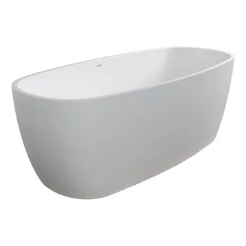 White Stone Free Standing Double Ended Soaking Tub w/ Polished Chrome Drain & Overflow For Two