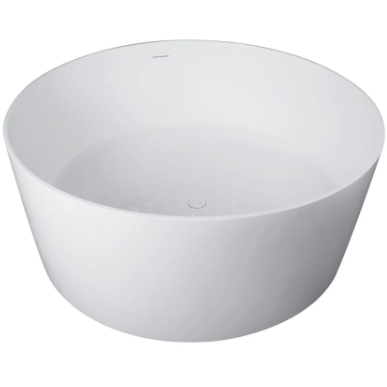 Modern Freestanding Solid Surface Resin Glossy White Round Bathtub With Overflow & Pop-up Drain