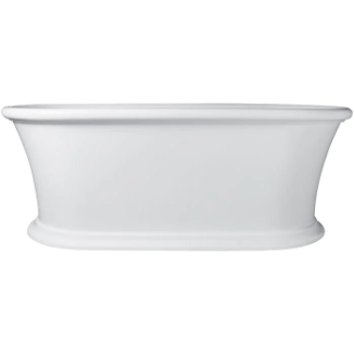 67 inch Modern Freestanding Solid Surface Resin Glossy White Pedestal Bathtub With Overflow & Pop-up Drain
