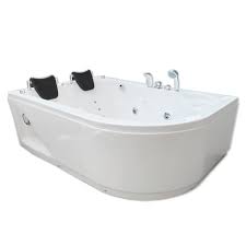 57 inch Jet Fillable White Acrylic Corner Whirlpool Bathtub