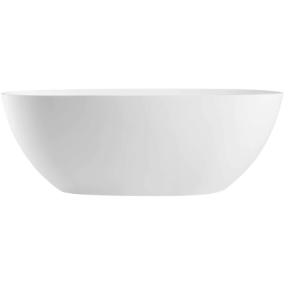 Matte White Oval Solid Surface Resin Soaking Freestanding Bathtub with Pop-Up Drain
